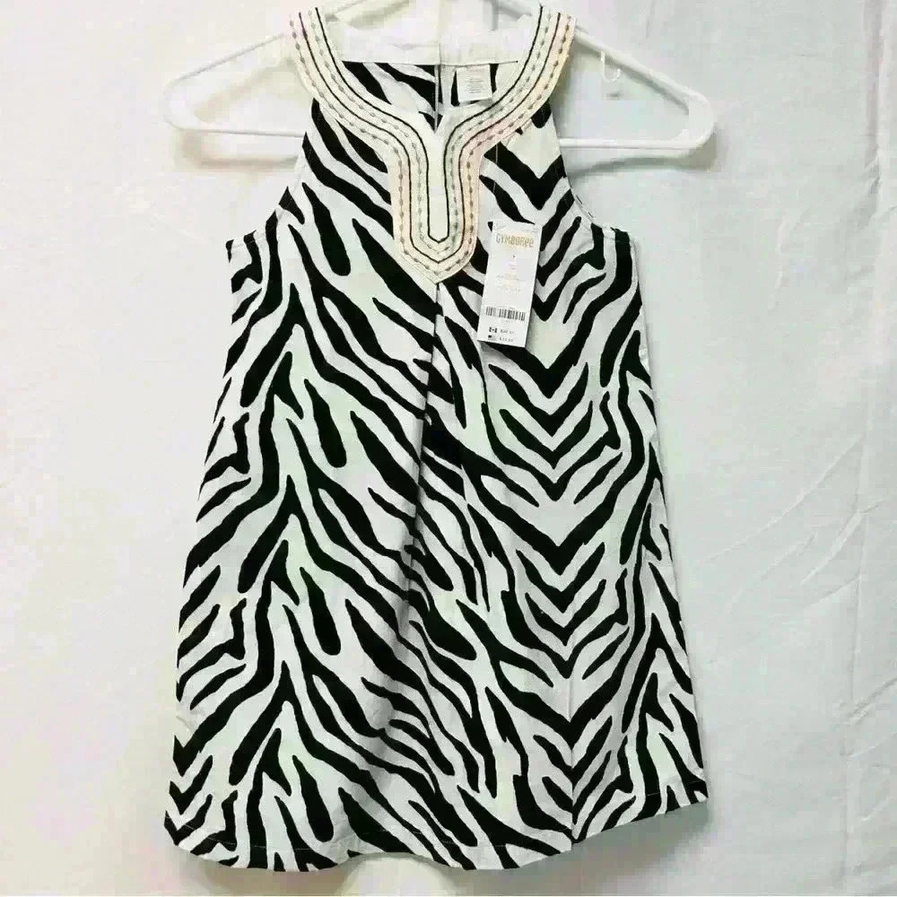 Gymboree Wild For Zebra Animal Print Shift Dress Black White size 7 girls - Picture 3 of 12